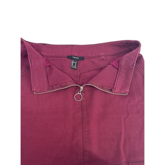 Maroon Zip Up Mini Skirt Forever 21 Mini Skirt Size M - Picture 3 of 6